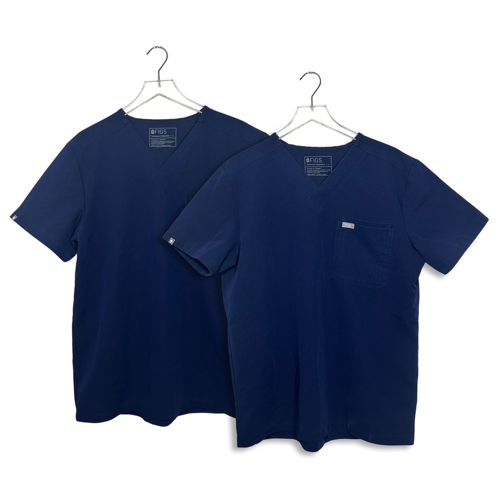 FIGS Leon Scrub Tops SET OF 2 Navy Blue Mens Large FM1500 Technical Collection